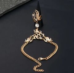 Donna Bohem Tarzı Altın Kaplama Parlak Kübik Zirkonya Detaylı El Zinciri