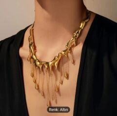Donna Gold Renk Çinko Alaşımlı Boho Tassel Kolye