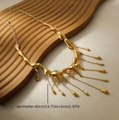 Donna Gold Renk Çinko Alaşımlı Boho Tassel Kolye