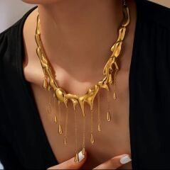 Donna Gold Renk Çinko Alaşımlı Boho Tassel Kolye