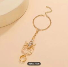 Donna Gümüş Renk Rhinestone Süslemeli Alaşım Akrep El Zinciri