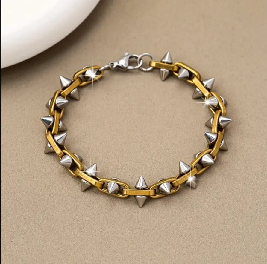 Çift Renk Tonlu Gotik Tarz Paslanmaz Çelik Wisteria Bileklik Unisex