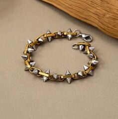 Çift Renk Tonlu Gotik Tarz Paslanmaz Çelik Wisteria Bileklik Unisex