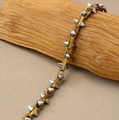 Çift Renk Tonlu Gotik Tarz Paslanmaz Çelik Wisteria Bileklik Unisex