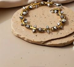 Çift Renk Tonlu Gotik Tarz Paslanmaz Çelik Wisteria Bileklik Unisex