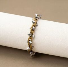 Çift Renk Tonlu Gotik Tarz Paslanmaz Çelik Wisteria Bileklik Unisex