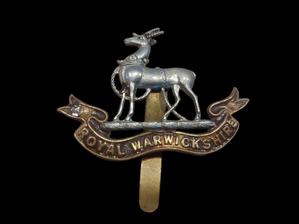 5.5x4 cm. Ww2 İngiltere Kraliyet Warwickshire Alayı Metal Askeri Şapka Kokartı