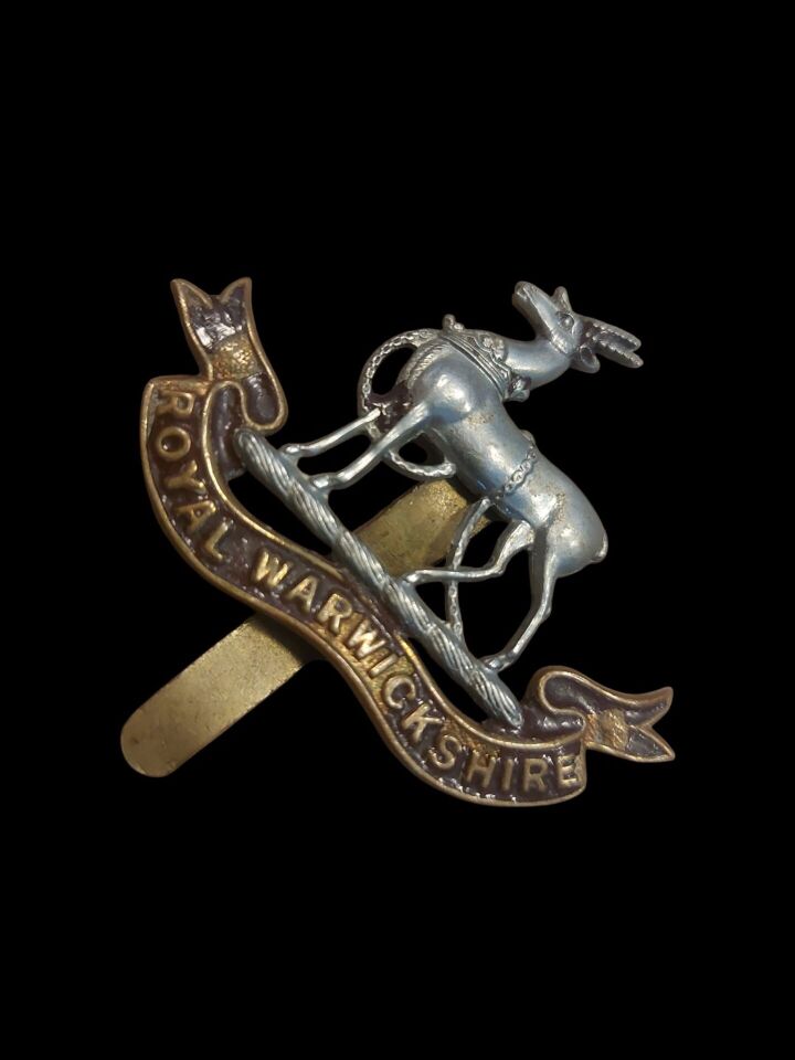 5.5x4 cm. Ww2 İngiltere Kraliyet Warwickshire Alayı Metal Askeri Şapka Kokartı