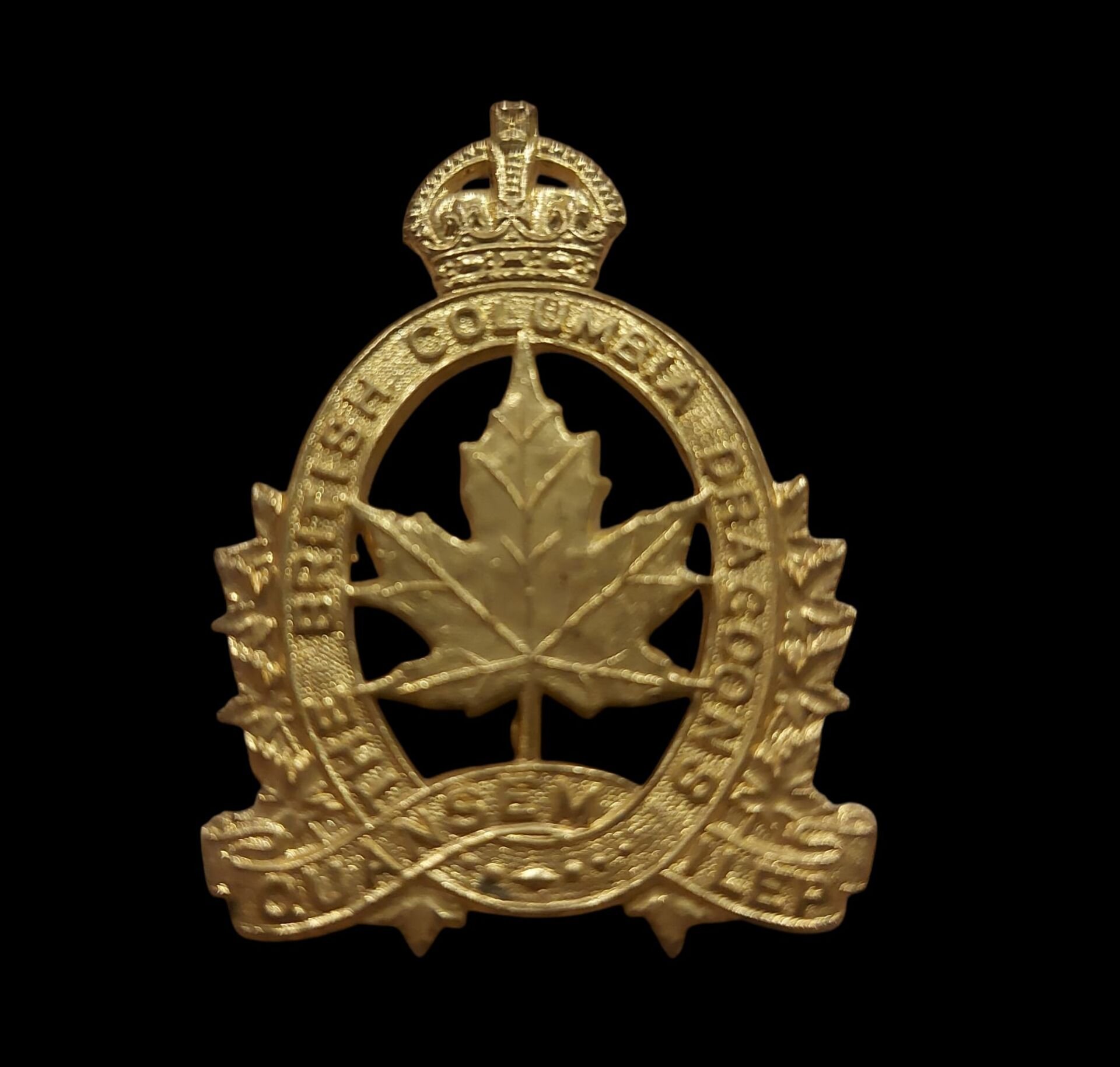 4.5x3.5 cm. Ww2 İngiltere Kraliyet Britanya Kolumbiyası Ejderleri Alayı Metal Askeri Şapka Kokartı