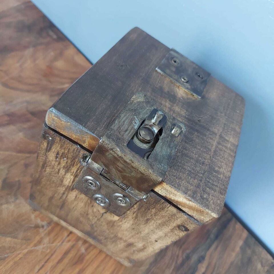 13x14x17 cm.Vintage Ahşap Kutu
