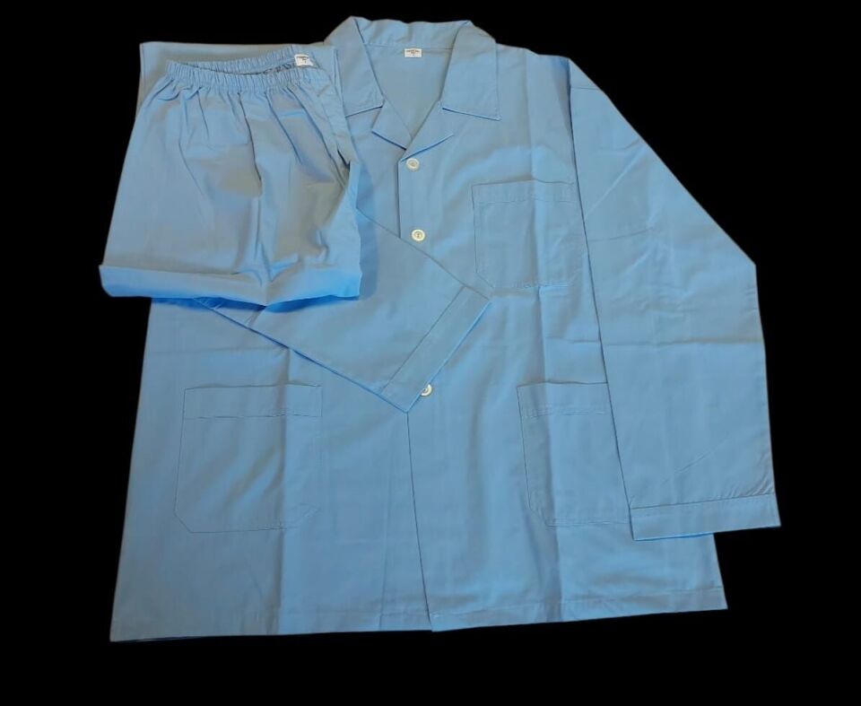 Mavi Renk Nostaljik Askeri Öğrenci Pijama Takımı Paketinde (4 Numara/XXL Beden)
