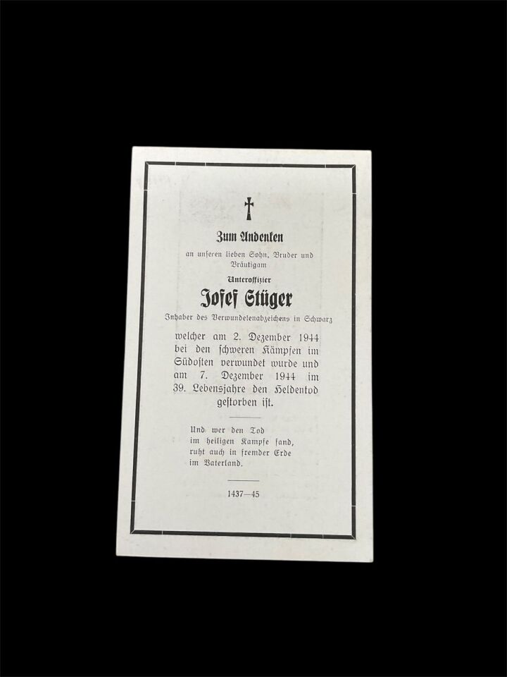 Ww2 Alman Ölüm Bildirisi Kartı-5