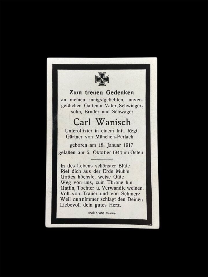 Ww2 Alman Ölüm Bildirisi Kartı-6