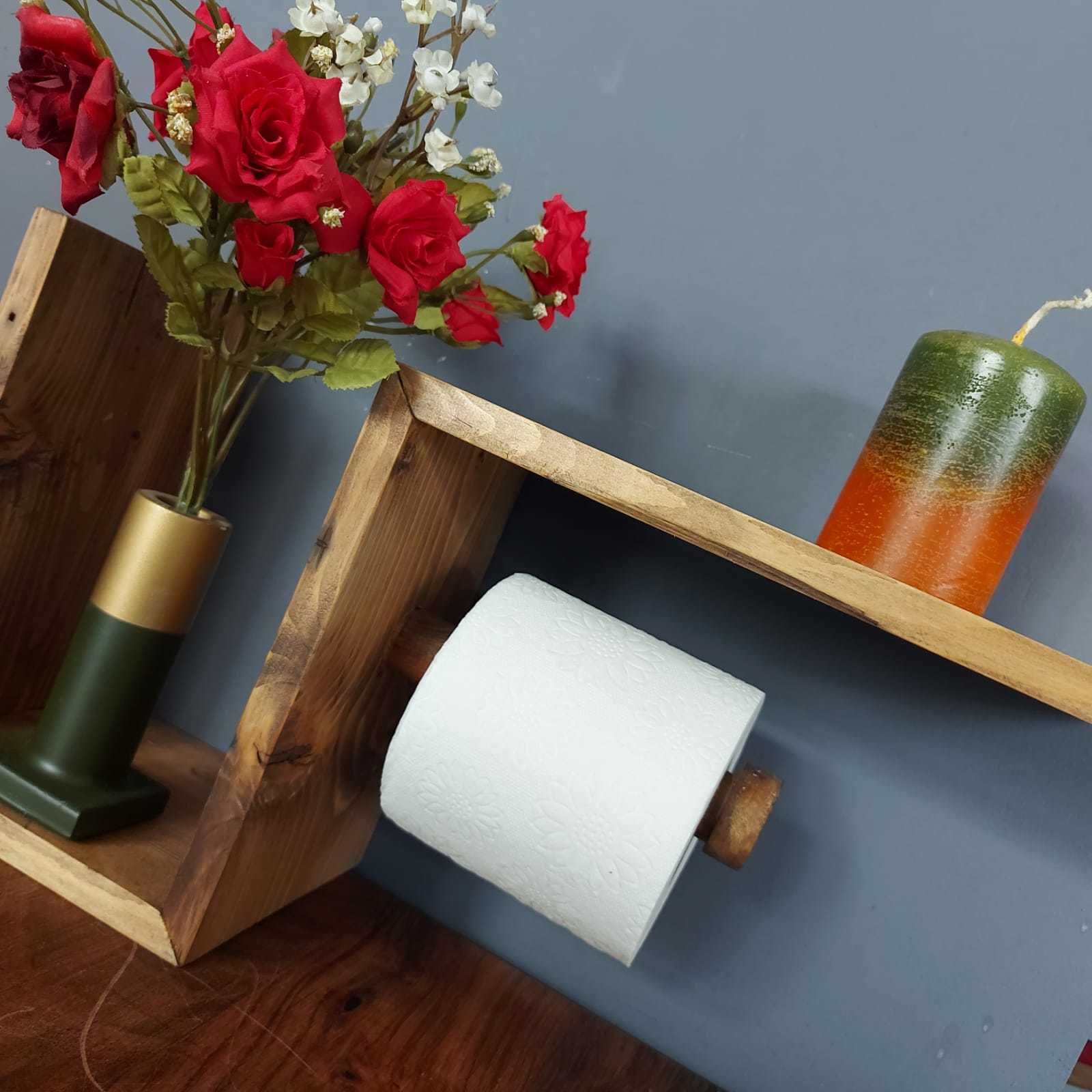 Doğal Ahşap WC Kağıtlık Modeli Tekli