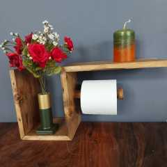 Doğal Ahşap WC Kağıtlık Modeli Tekli